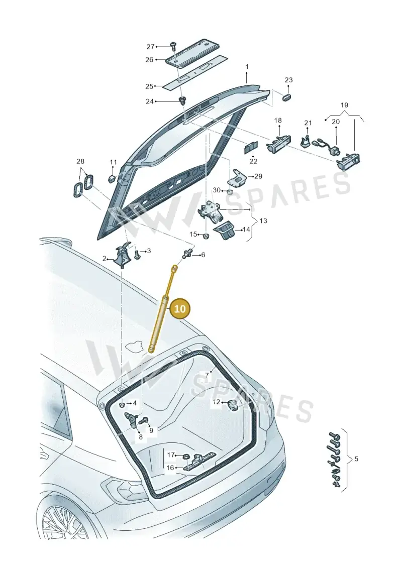 82A827552A — Audi A1 sportback 1.0 (2018-) diagram 592827000, position 10