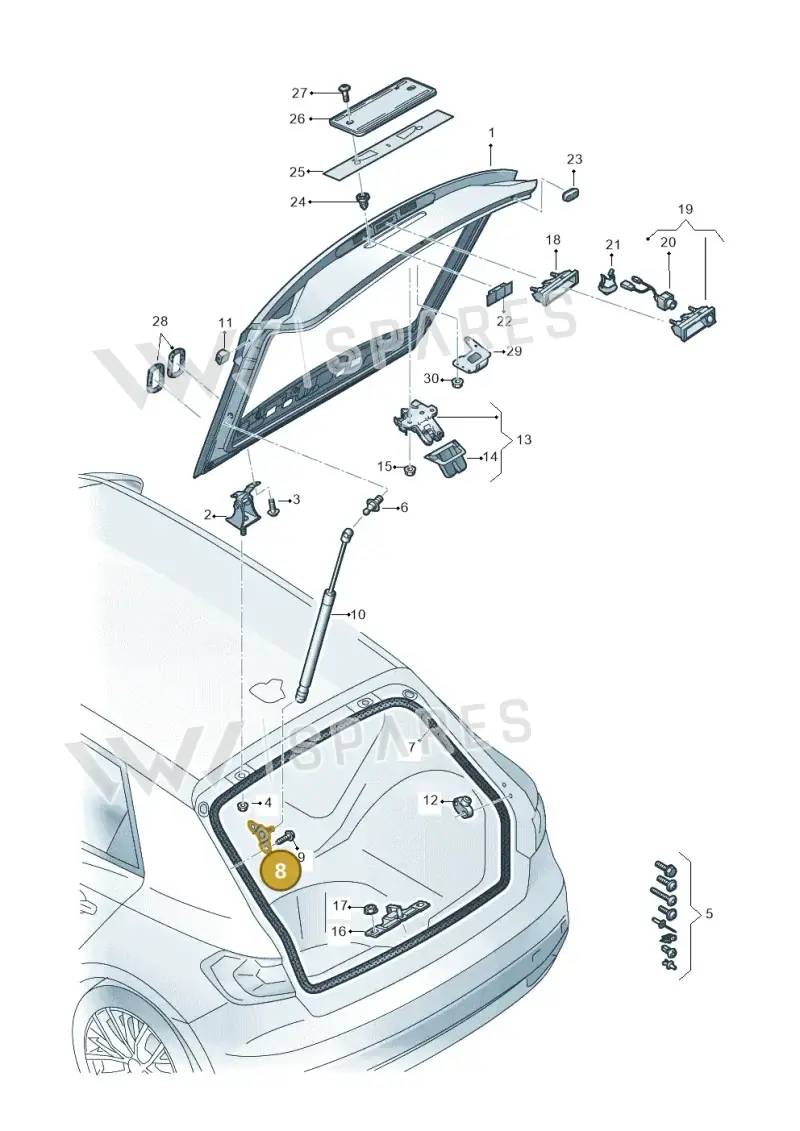82A827603 — Audi A1 sportback 1.0 (2018-) diagram 592827000, position 8