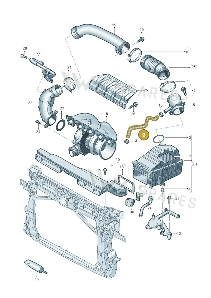 83A145693 — Audi RS Q3 Sportback (2019-2024) diagram 898133300, position 9