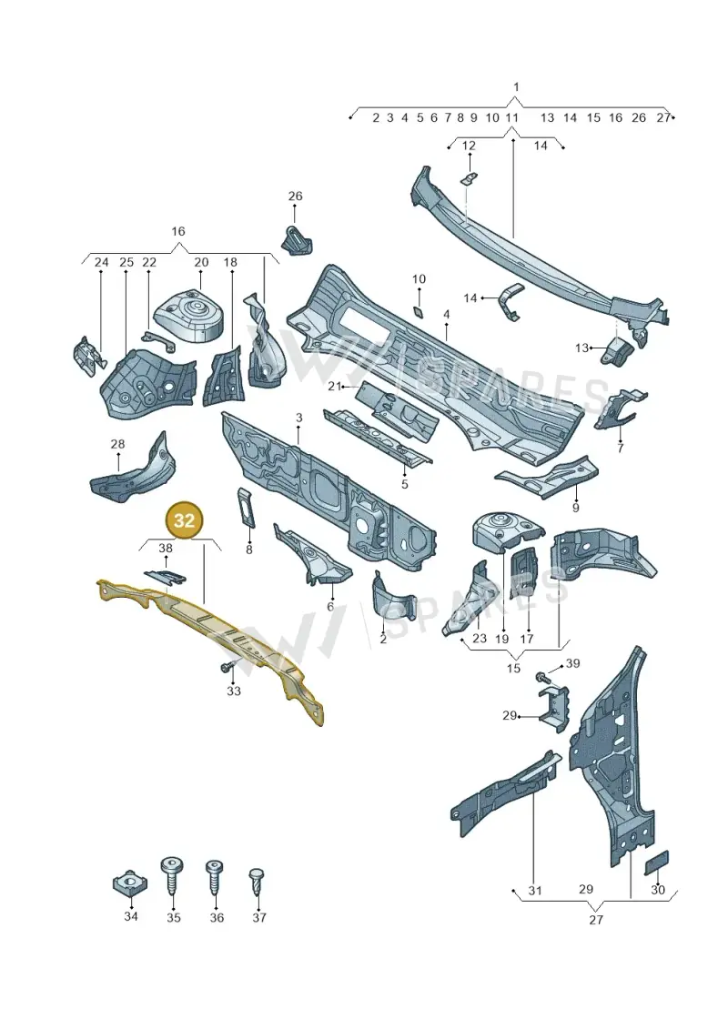 83A806239D — Audi RS Q3 Sportback (2019-2024) diagram 597805050, position 32