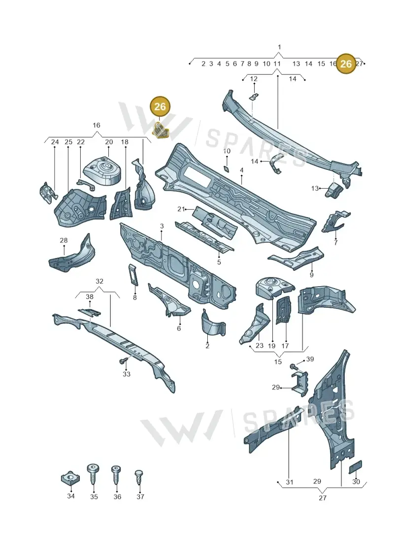 83A823402 — Audi RS Q3 Sportback (2019-2024) diagram 597805050, position 26