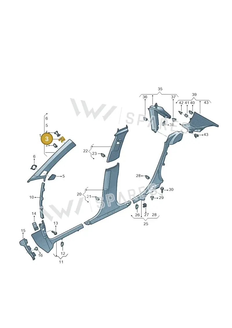 83A867276A — Audi A3 Sportback (2019-2021) diagram 596867660, position 3
