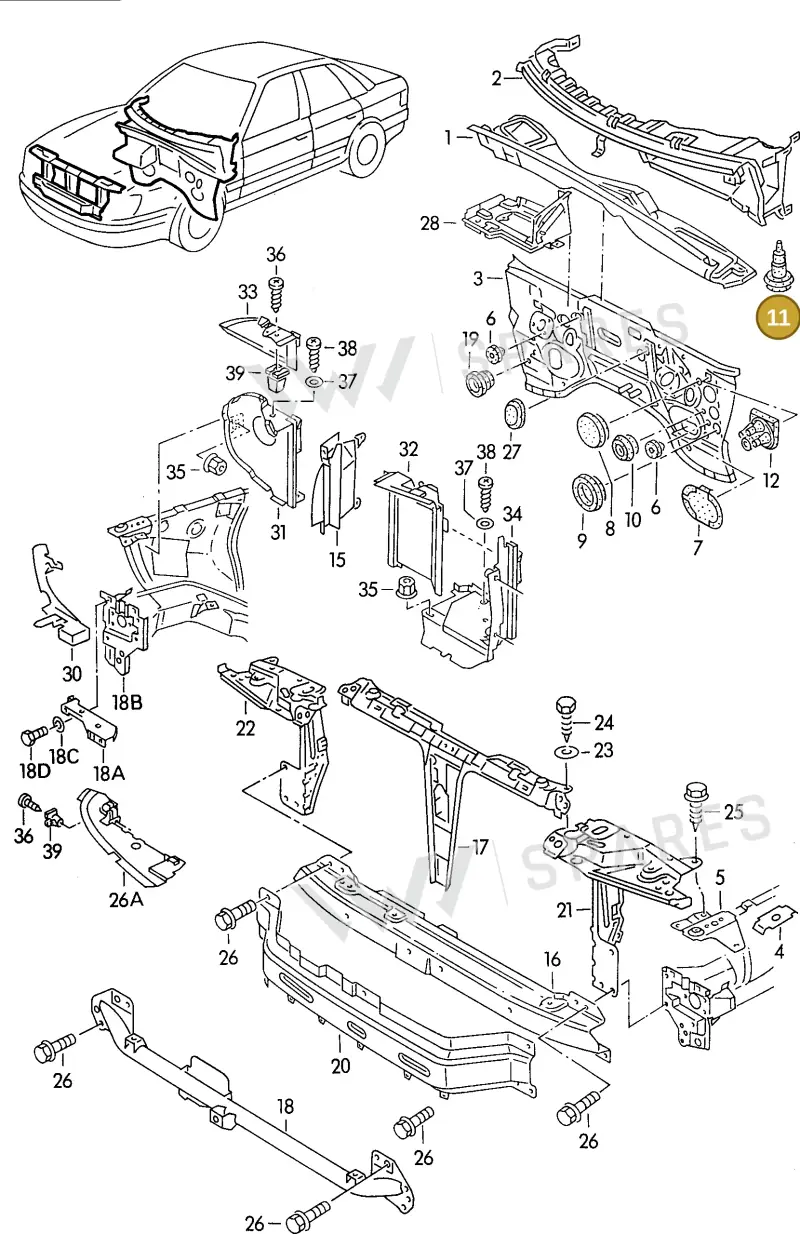 893823591A — Audi Coupe/3 (1994-1995) diagram 114805000, position 11