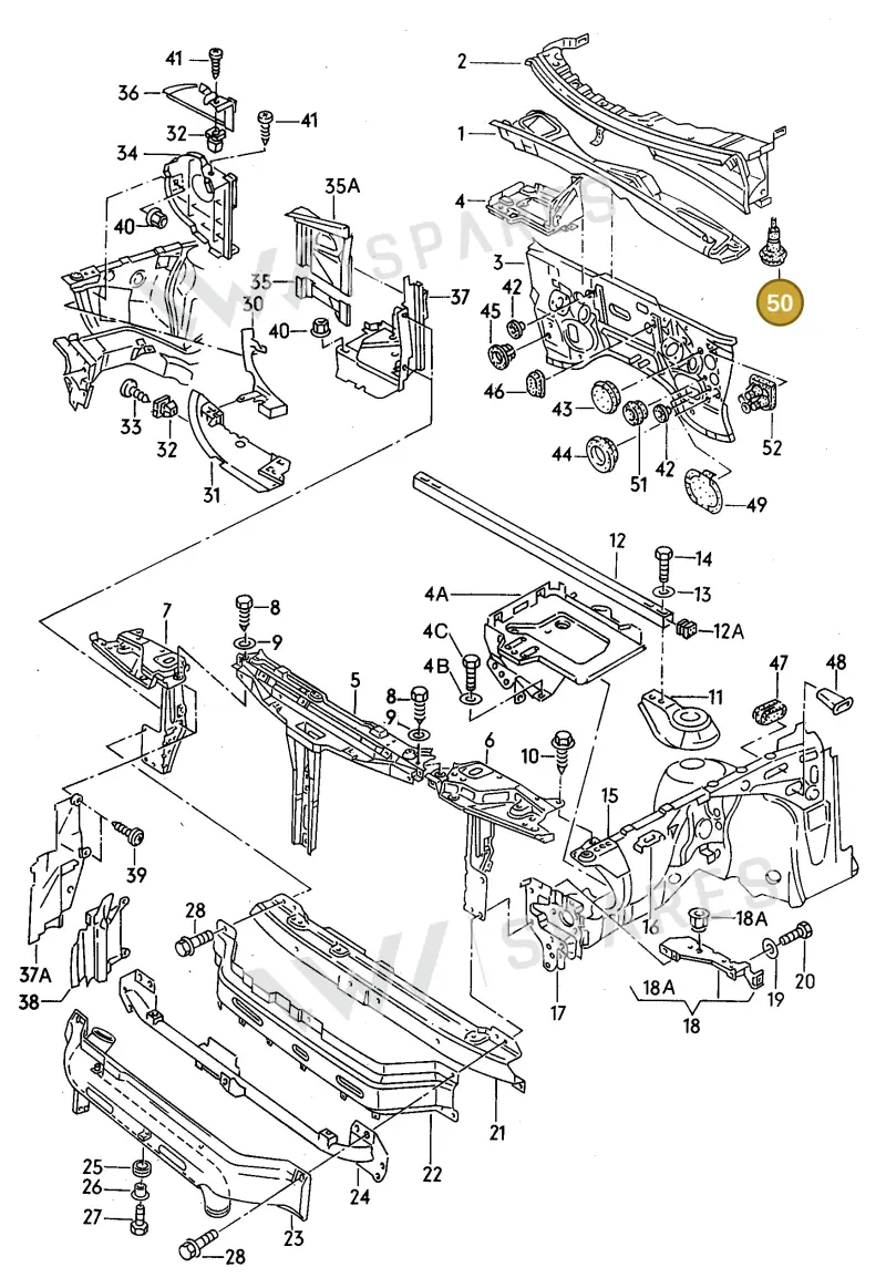 893823591A — Audi Coupe quattro/3   96 (1995-1995) diagram 123805000, position 50