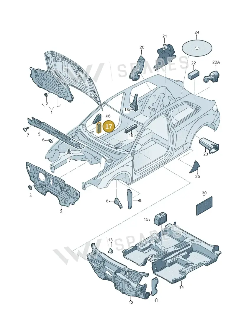 893867335A — Audi A3 Sportback (2012-2016) diagram 745863200, position 17