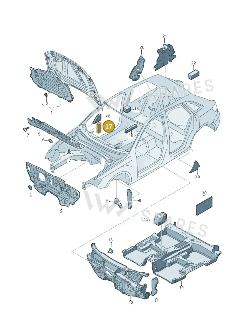893867335A — Audi RS3 Sportback (2015-2016) diagram 858863200, position 17