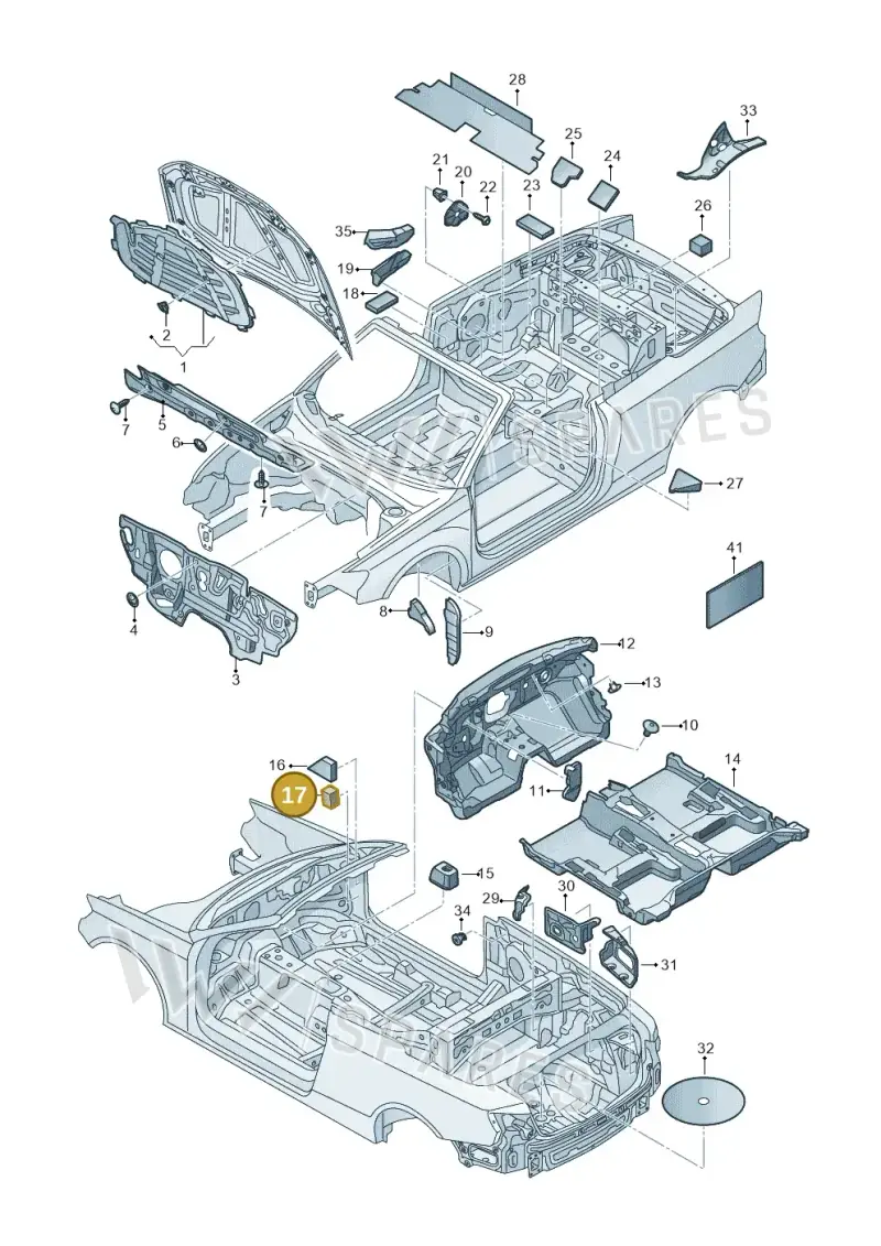 893867335A — Audi A3 Cabrio (2016-2020) diagram 891863200, position 17
