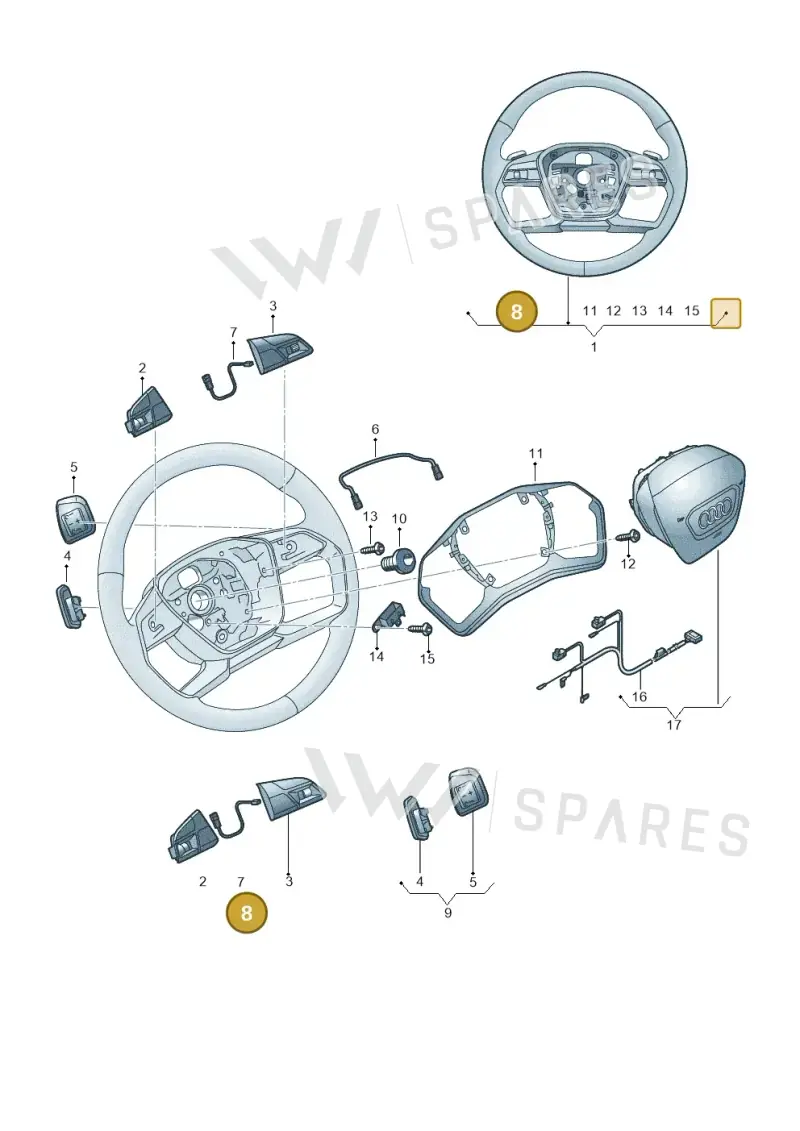 89A951523A — Audi Q4 Sportback (2021-2025) diagram 89a419000, position 8
