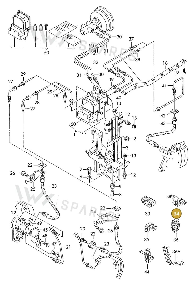 8A0614853 — Audi A8 quattro (1999-2002) diagram 152614250, position 34