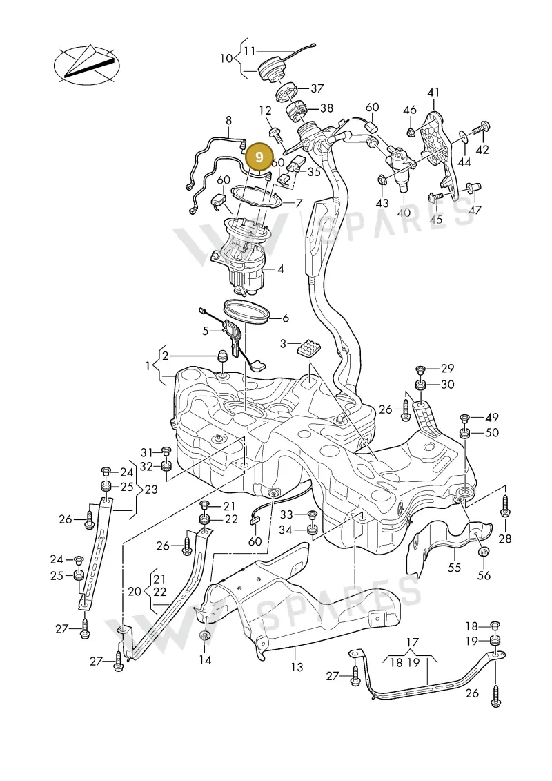 8B3201227 — Audi A5 Limousine (2024-2025) diagram 8wh201000, position 9