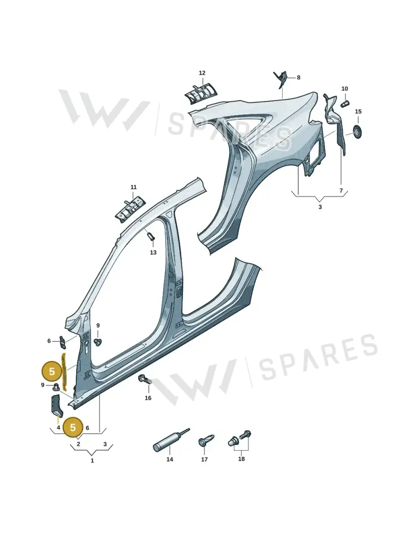 8B3809075A — Audi A5 Limousine (2024-2025) diagram 8wh809050, position 5