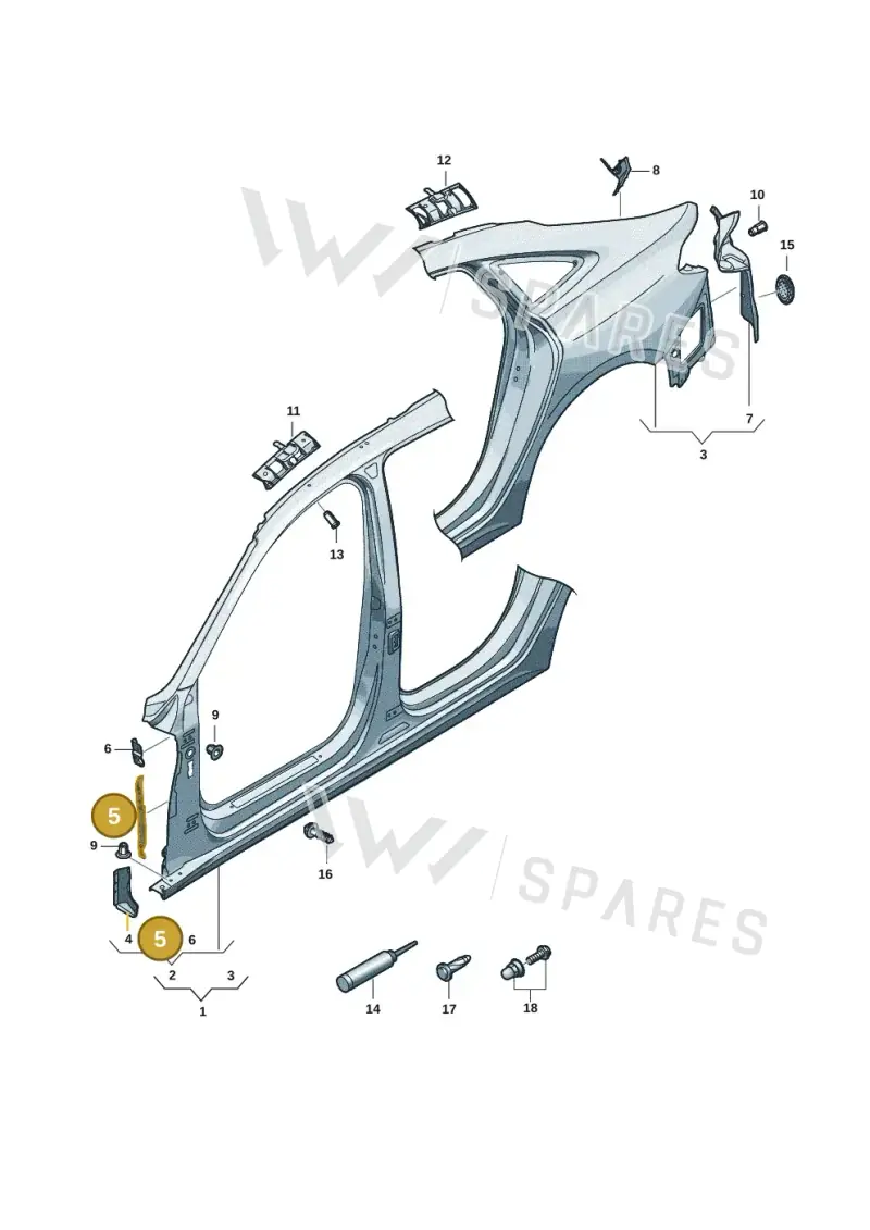 8B3809076A — Audi A5 Limousine (2024-2025) diagram 8wh809050, position 5