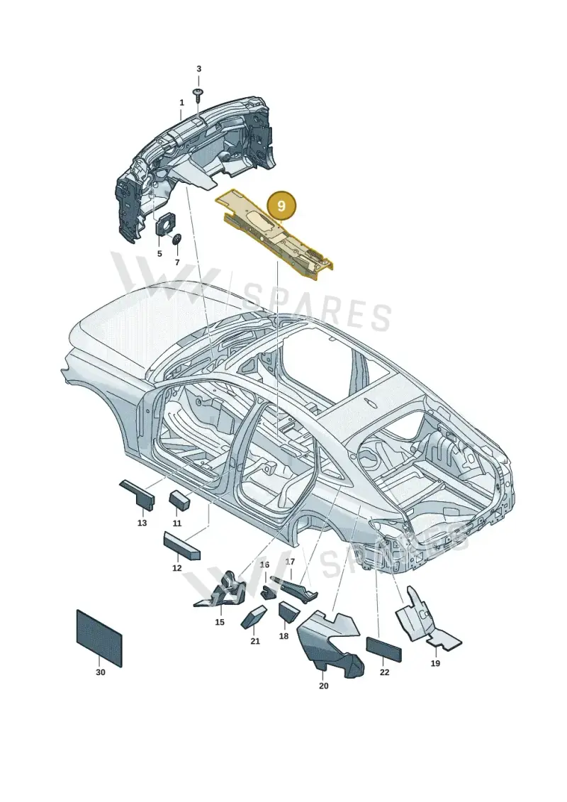 8B3863977 — Audi A5 Limousine (2024-2025) diagram 8wh863200, position 9