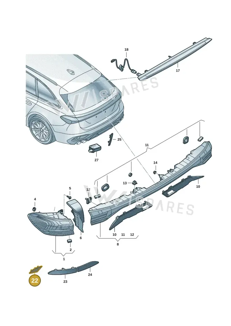 8B3945106 — Audi A5 Limousine (2024-2025) diagram 8wk945000, position 22