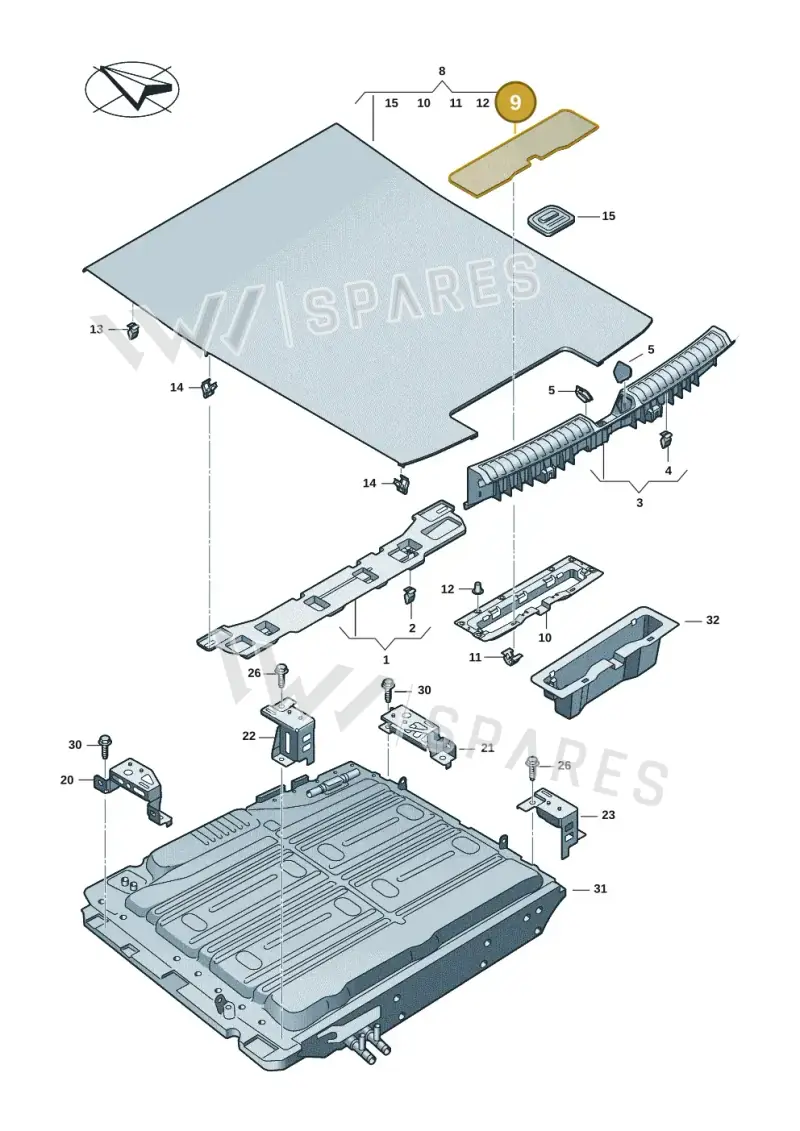 8B9863387A — Audi A5 Limousine (2024-2025) diagram 8wh863850, position 9