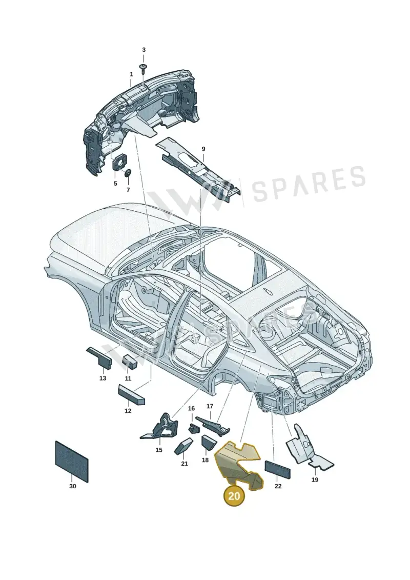 8B9864799A — Audi A5 Limousine (2024-2025) diagram 8wh863200, position 20