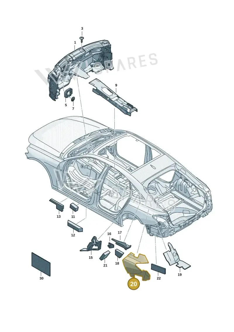 8B9864800A — Audi A5 Limousine (2024-2025) diagram 8wh863200, position 20