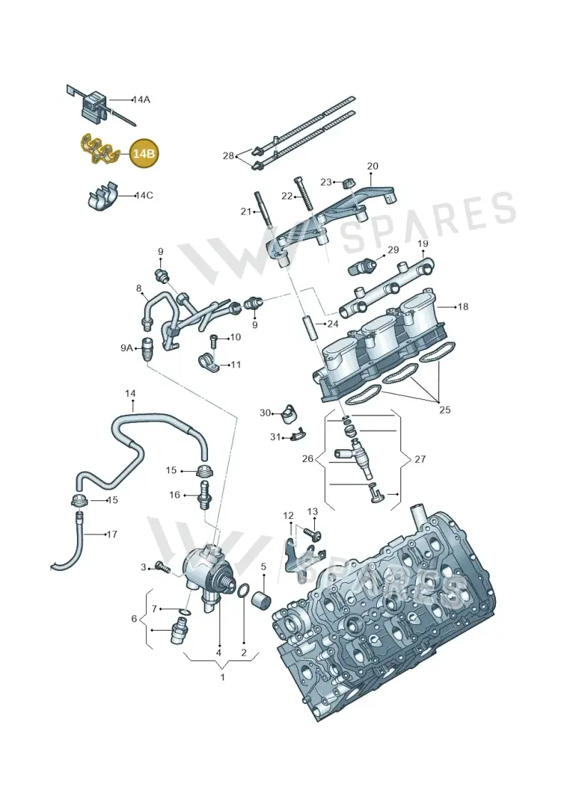 8D0201367A — Audi A7 Sportback (2010-2015) diagram 448133730, position 14B