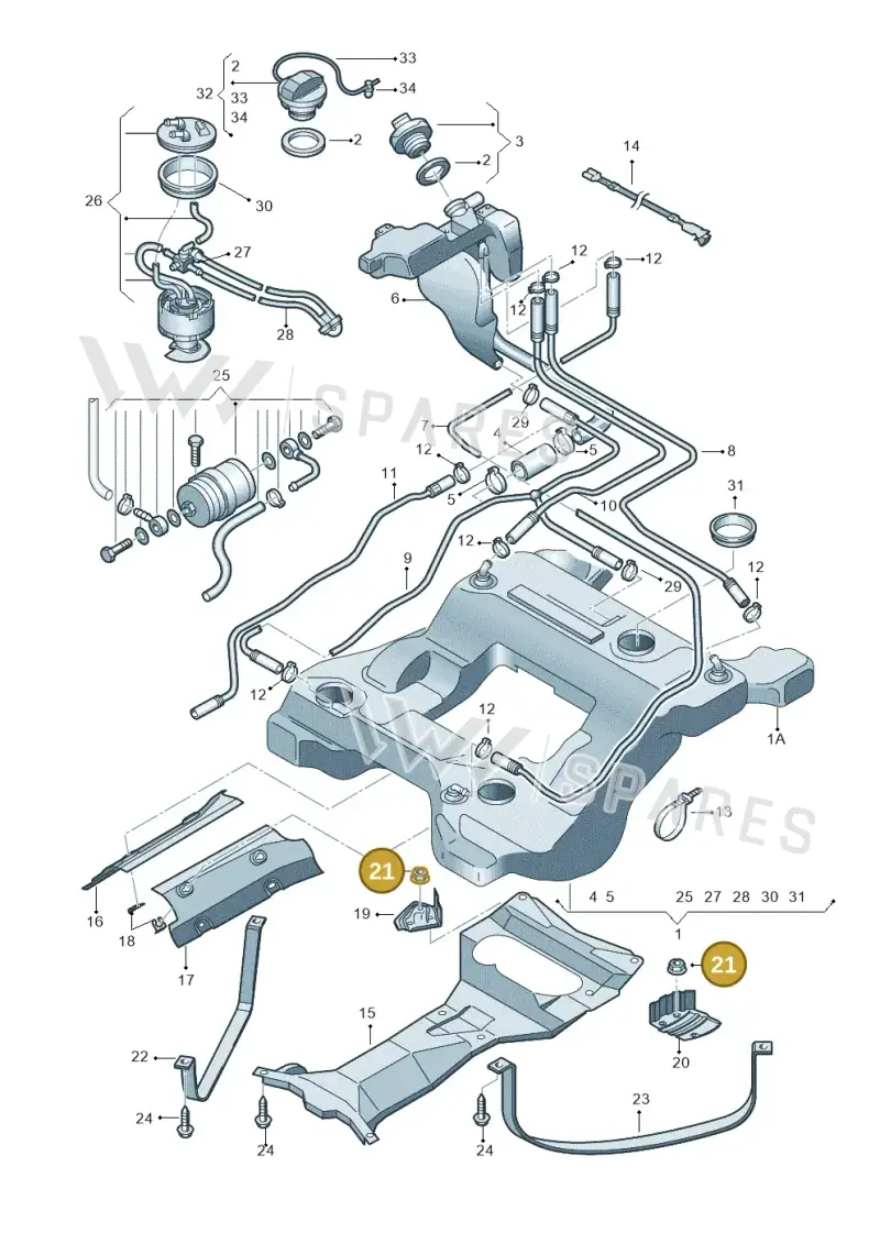 8D0201441 — Audi RS6 qu. (2003-2004) diagram 262201150, position 21