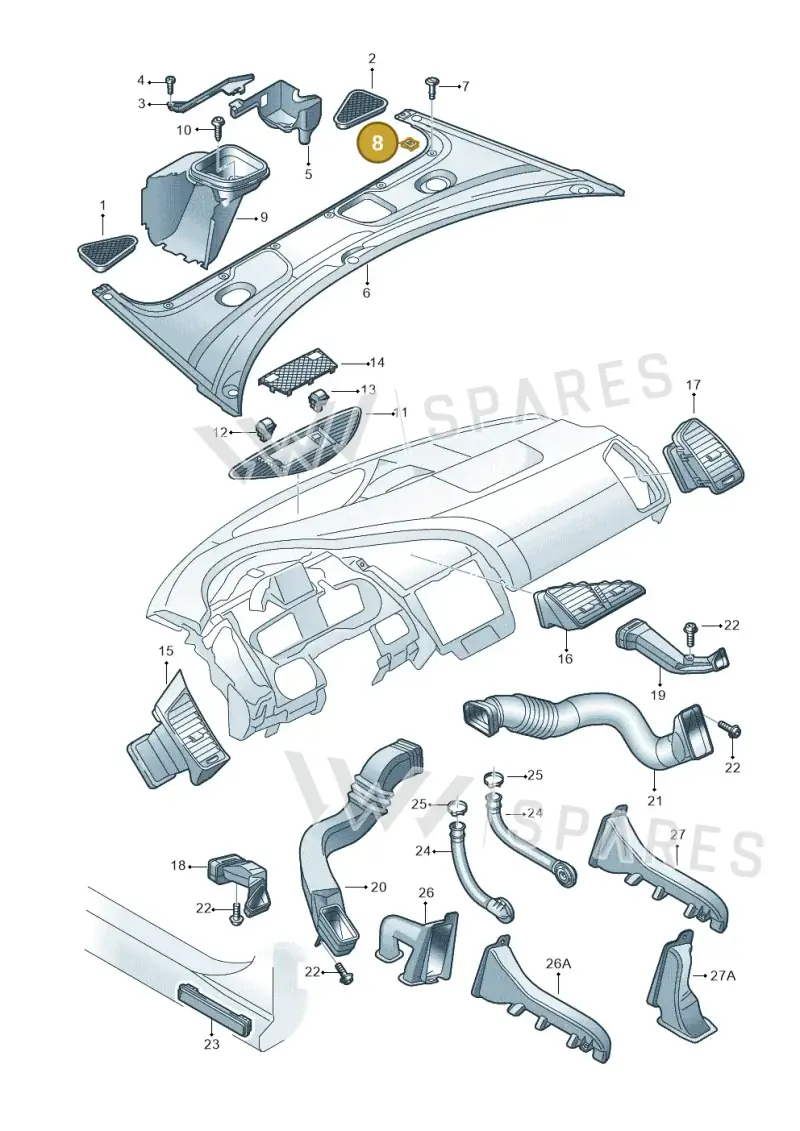 8D0805960 — Audi R8 qu. 5.2 (2012-2015) diagram 618819300, position 8