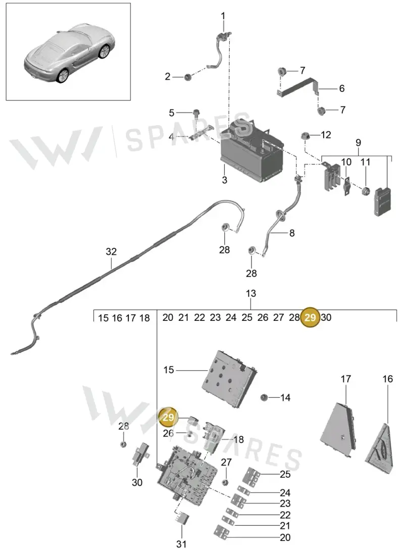 8D0951253 — Porsche Cayman (2013-2016) diagram p40902006, position 29
