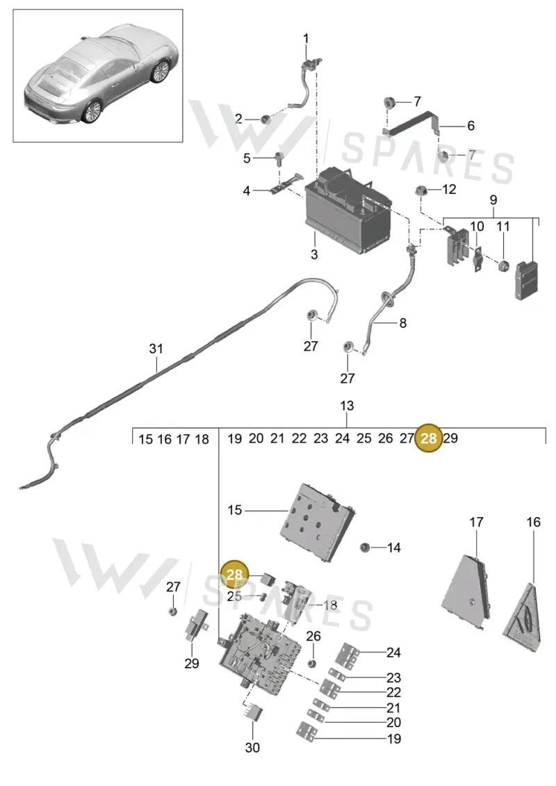 8D0951253 — Porsche 911 (2016-2019) diagram p47902006, position 28