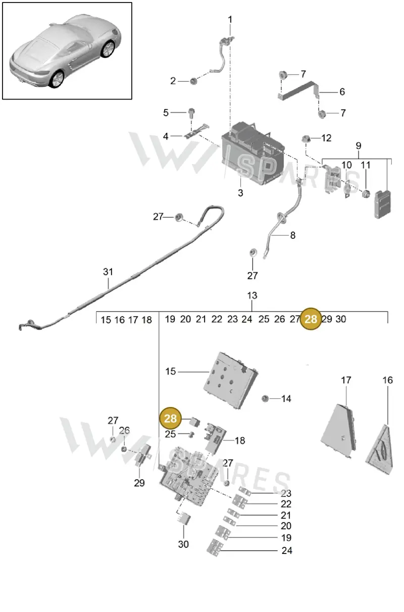 8D0951253 — Porsche Cayman (2016-2019) diagram p50902006, position 28