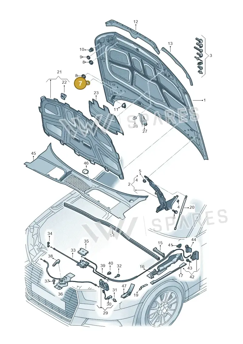 8D0955754 — Audi RS4 Avant (2017-) diagram 438823000, position 7