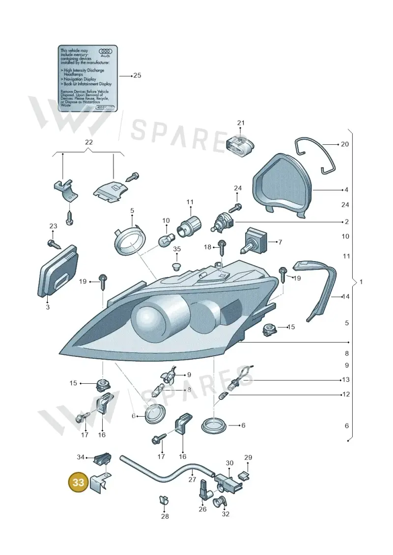 8D0971847G — Audi TTS Coupe 2.0 (2010-2014) diagram 609941100, position 33
