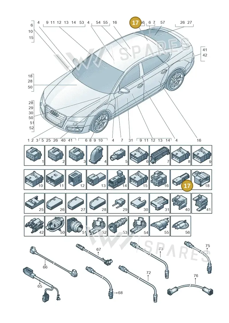 8D0972623AA — Audi RS7 Sportback (2013-2018) diagram 765971790, position 17