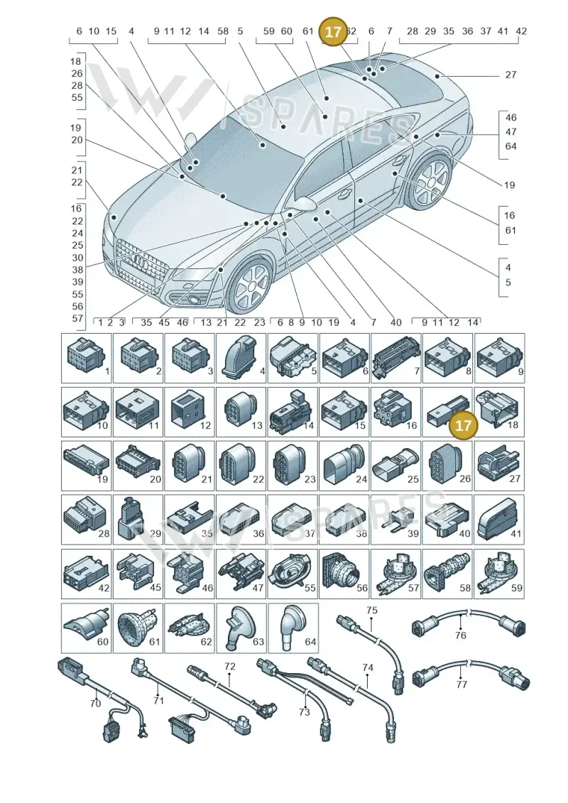 8D0972623AA — Audi A7 Sportback (2014-2018) diagram 788971790, position 17