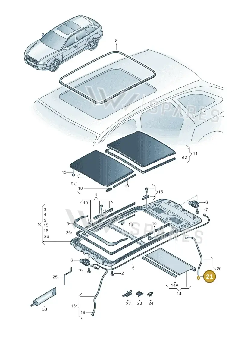 8D9877242B — Audi RS4 Av. qu. 4.2 (2012-2015) diagram 636877100, position 21