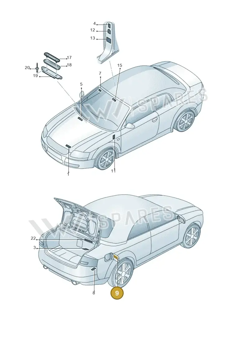 8E0010183R — Audi A4/S4 Cabrio./qu. (2002-2006) diagram 273010100, position 9