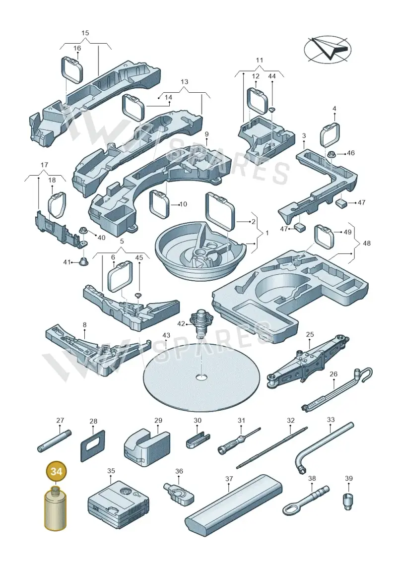 8E0012619A — Audi A3 Sportback (2019-2021) diagram 596011100, position 34