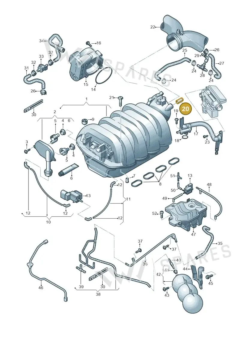 8E0201144 — Audi Q7 qu. 3.0 TDI (2009-2015) diagram 493133630, position 20