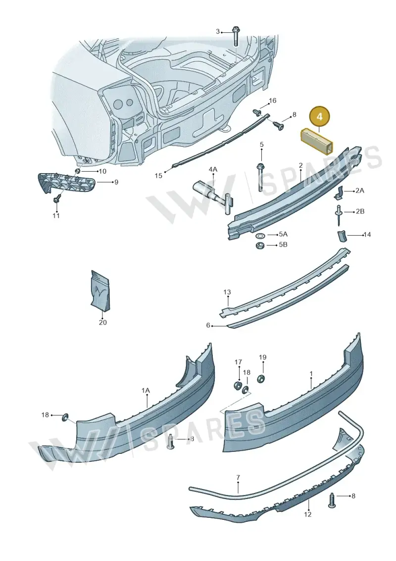 8E0807332B — Audi A4/S4/Av./qu. (2001-2004) diagram 249807500, position 4