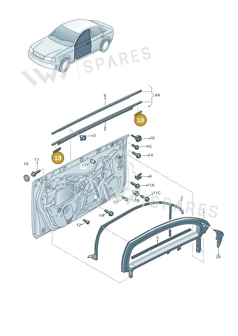 8E0831575 — Audi RS4 qu.           07> (2006-) diagram 249837400, position 18