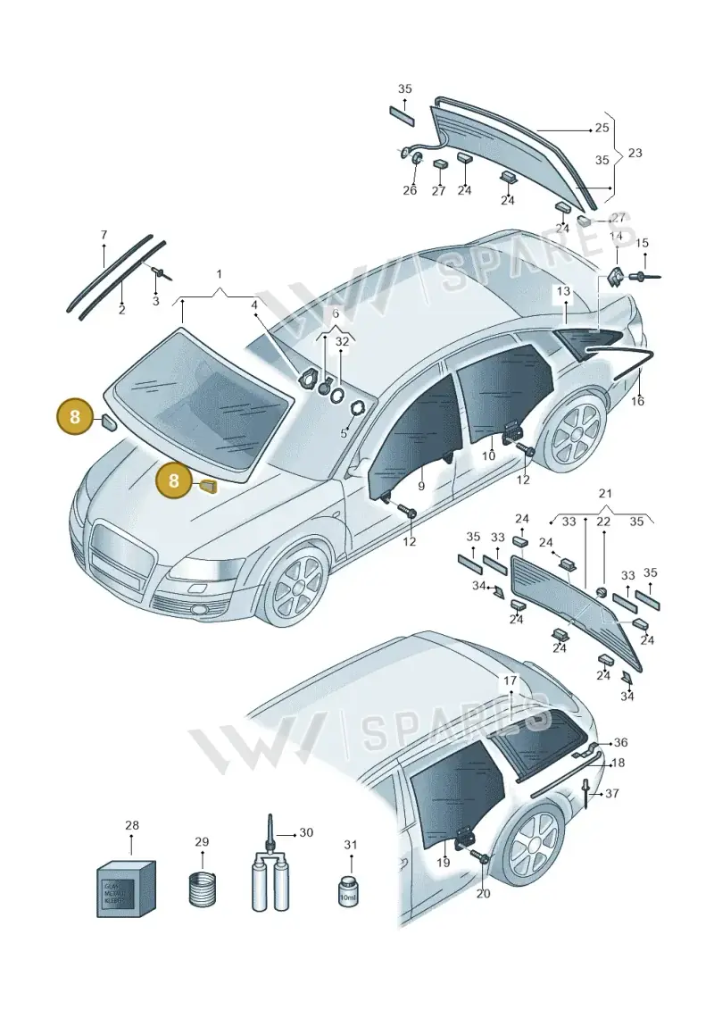 8E0845631 — Audi A4/S4/Av./qu.     05> (2005-) diagram 454845000, position 8