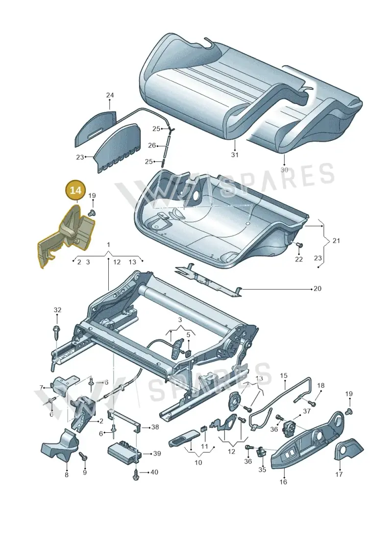8E08814646PS — Audi RS4 Av. qu. 4.2 (2012-2015) diagram 473881300, position 14