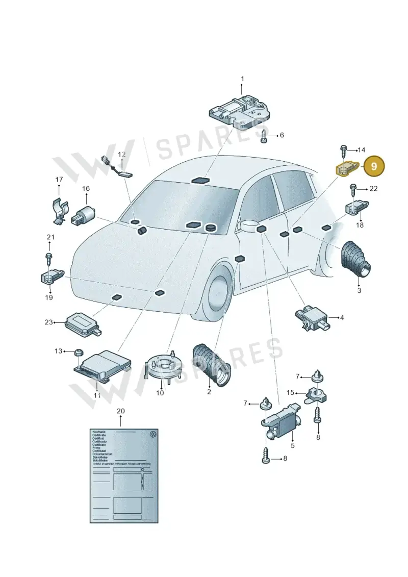 8E0959643D — Audi A4/S4/Av./qu. (2001-2004) diagram 209959000, position 9
