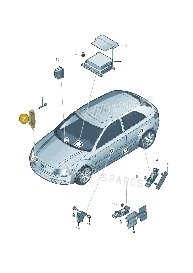 8E0959651A — Audi A3/S3/quattro (2005-2007) diagram 412959300, position 7