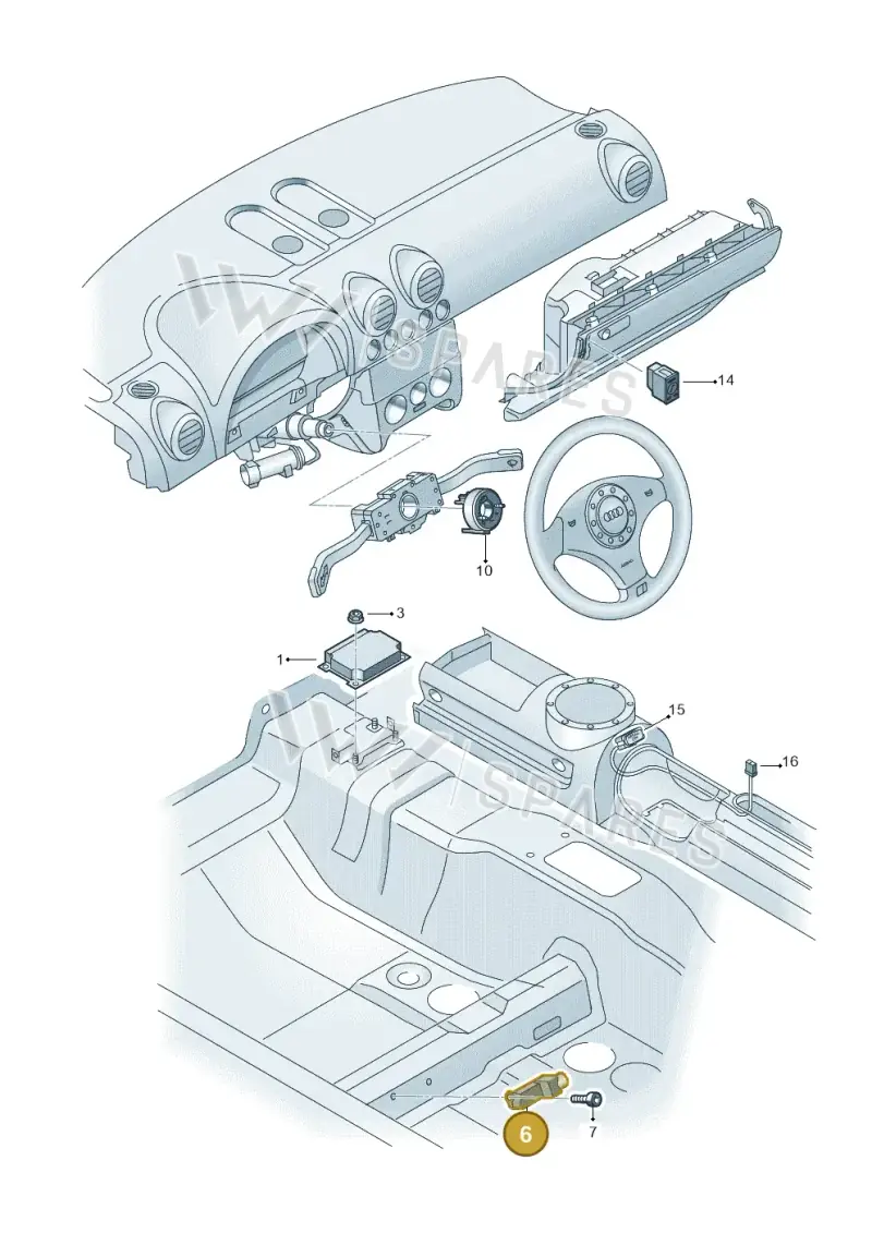8E0959651A — Audi RS4 Cabrio qu.    08> (2007-) diagram 229959300, position 6
