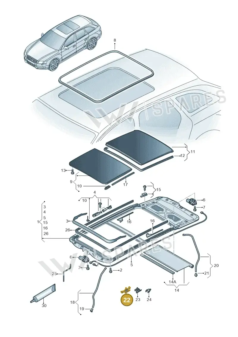 8E0971848F — Audi RS4 Av. qu. 4.2 (2012-2015) diagram 636877100, position 22
