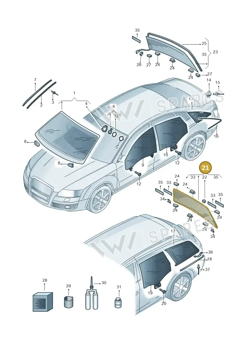 8E9845501ENVB — Audi RS4 qu.           07> (2006-) diagram 454845000, position 21