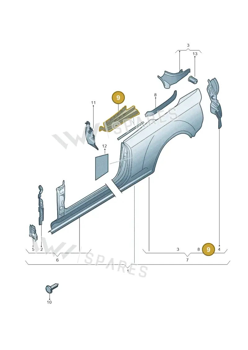 8F0809785A — Audi A5 Cabrio 2.0 (2011-2017) diagram 670809500, position 9