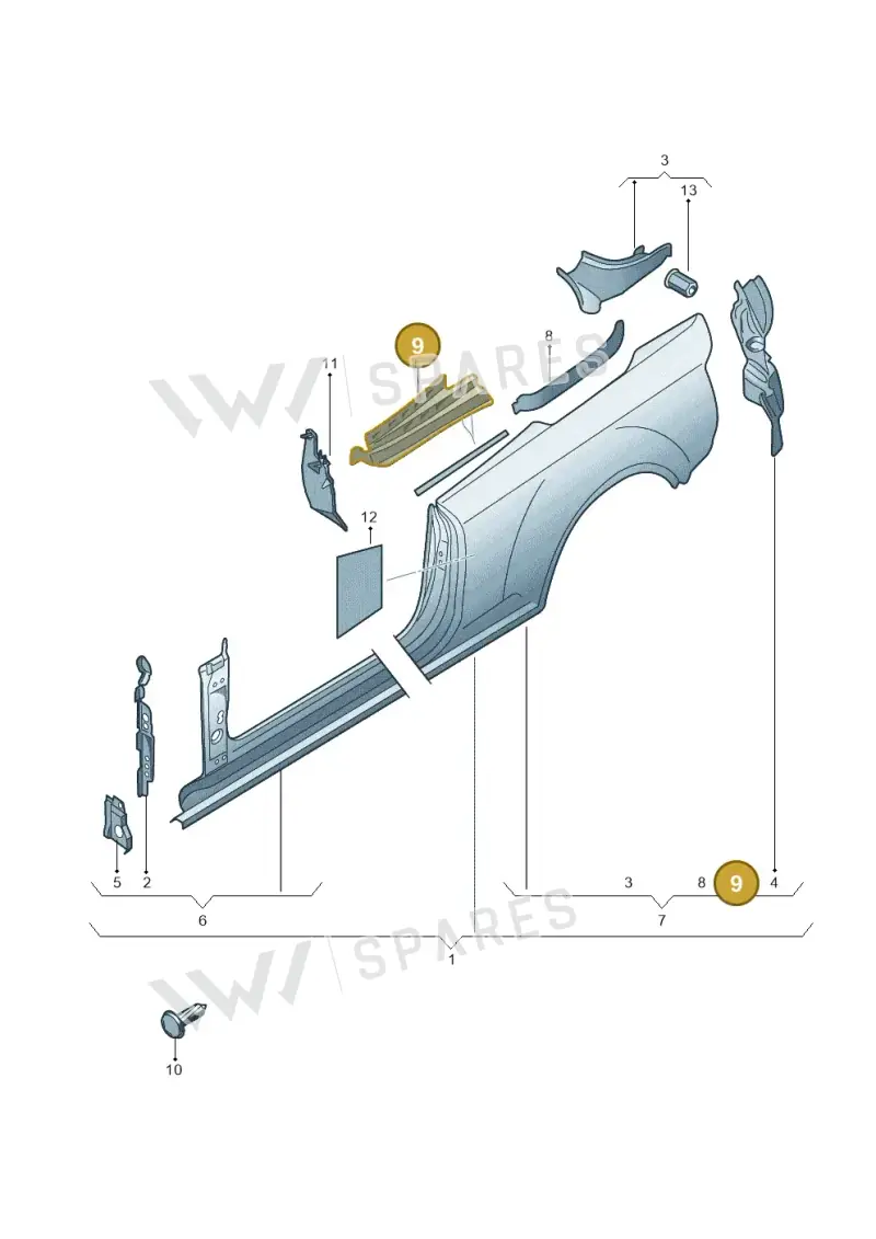 8F0809786A — Audi A5 Cabrio 2.0 (2011-2017) diagram 670809500, position 9