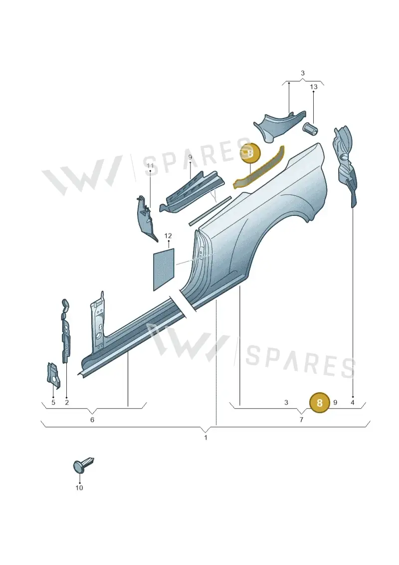 8F0813425B — Audi RS5 Cabrio (2012-2015) diagram 670809500, position 8