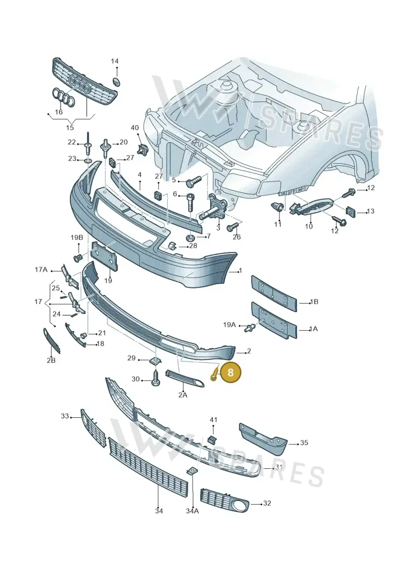 8H0807199A — Audi A3/S3/QUATTRO (2000-2003) diagram 201807000, position 8