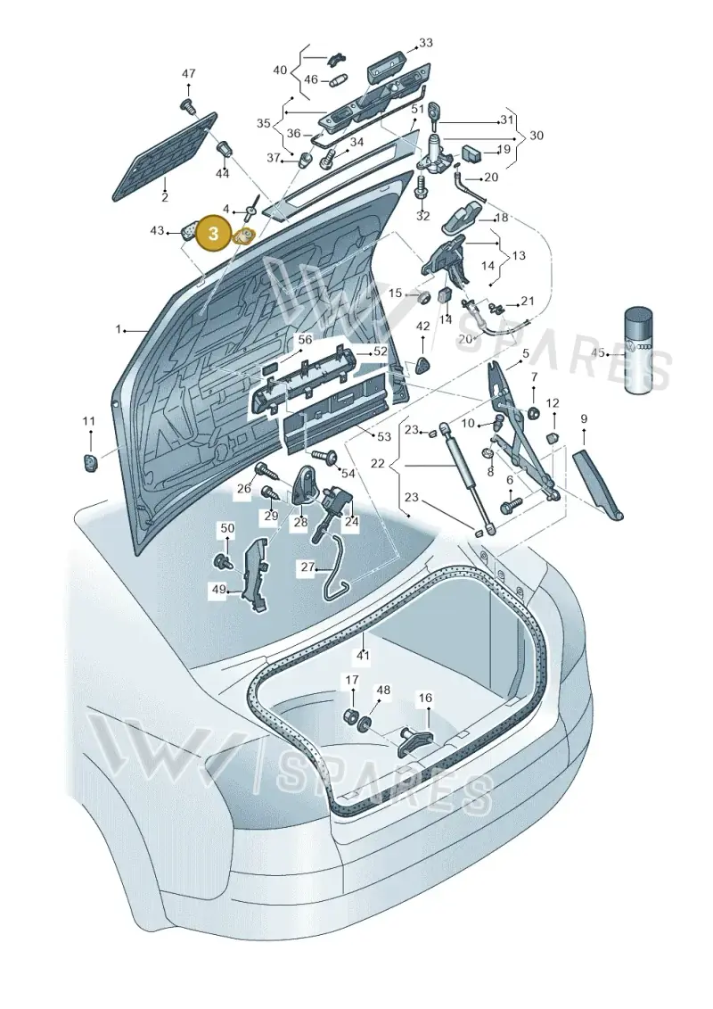 8H0827249A — Audi RS4 Cabrio qu.    08> (2007-) diagram 273827100, position 3