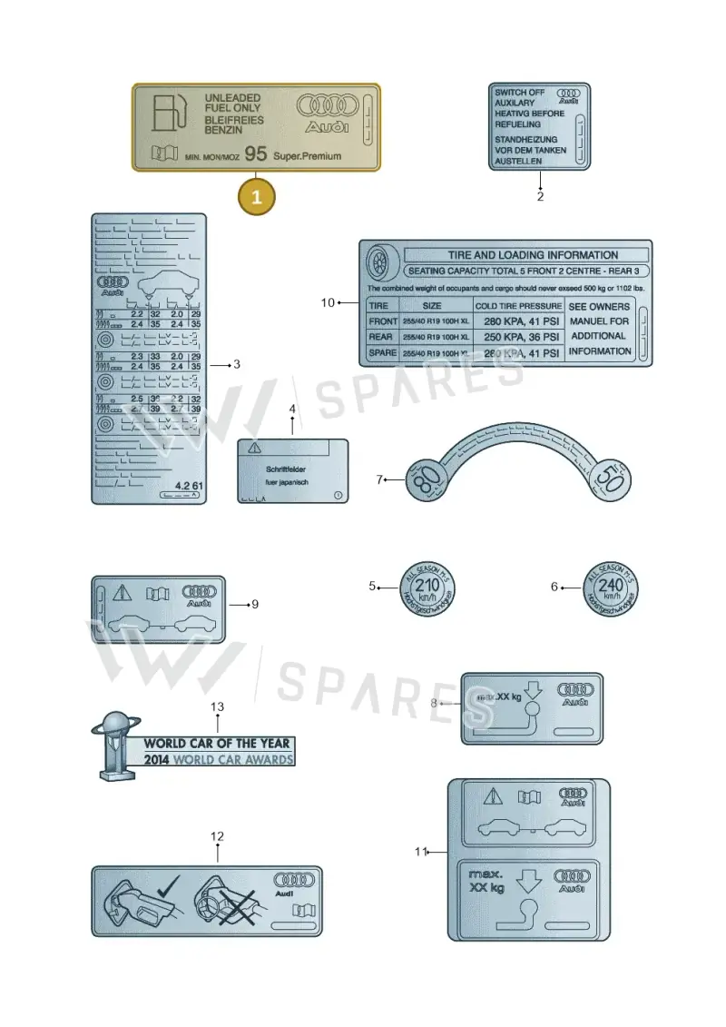 8J0010508 — Audi A3 Sportback (2012-2016) diagram 745010200, position 1